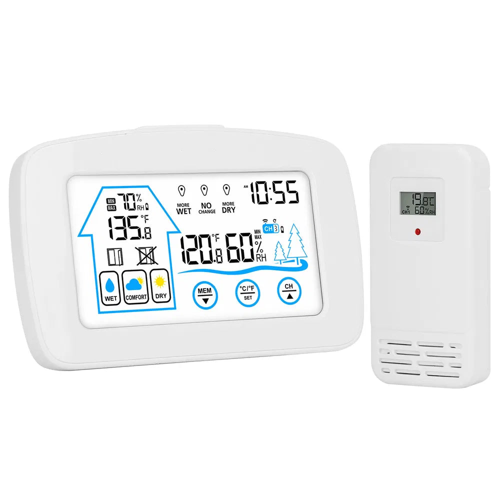 Wireless Weather Station with Temperature & Humidity Monitor - White