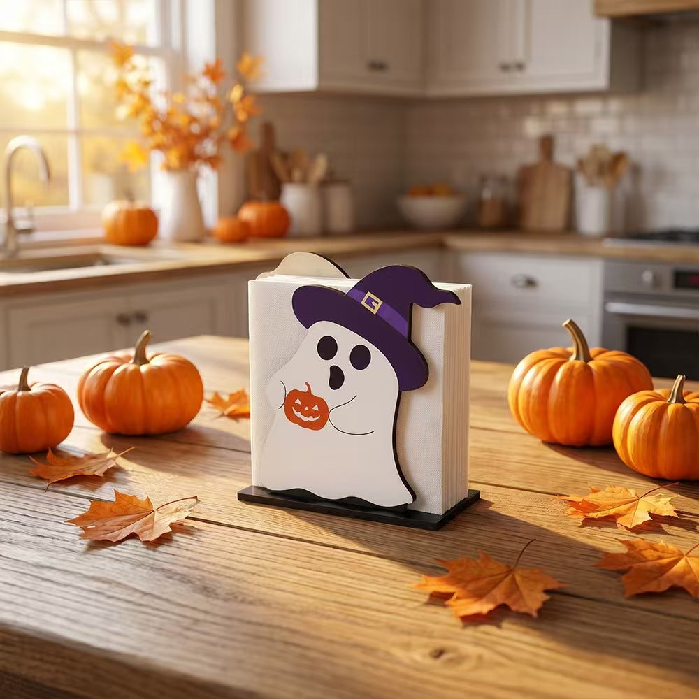 Halloween Wooden Tissue Box Storage Rack - Home Decor & Organizer
