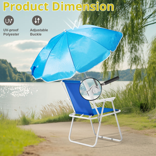 Folding Beach Chair with Umbrella - Lightweight, 265lbs Capacity