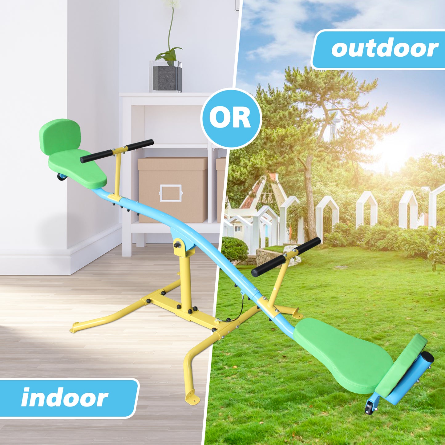 Children's 360° Rotating Seesaw with Backrest - Multicolor