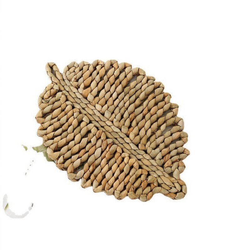 Handwoven Leaf-Shaped Coasters and Trivets for Home Decor, Thickened, Multiple Sizes