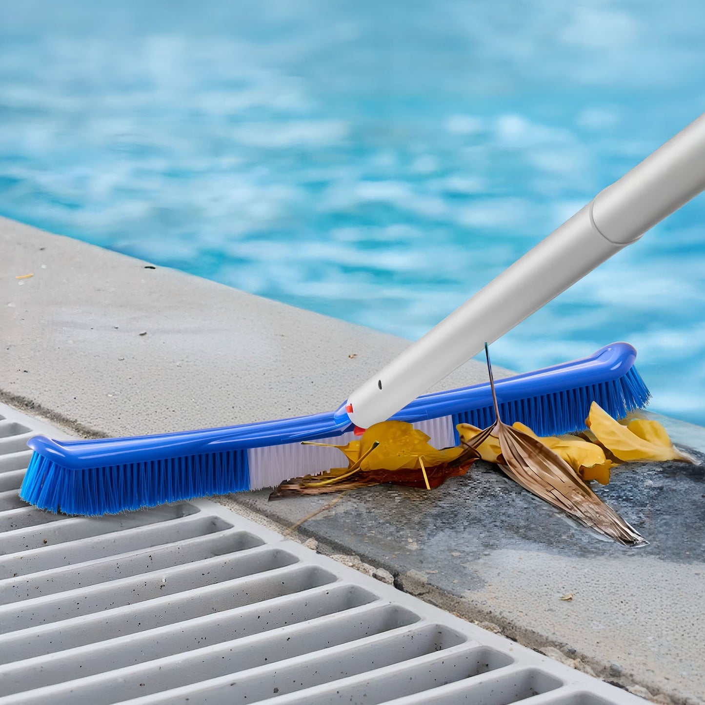 Swimming Pool Cleaning Kit with Leaf Skimmer Nets & Brush Heads - Blue