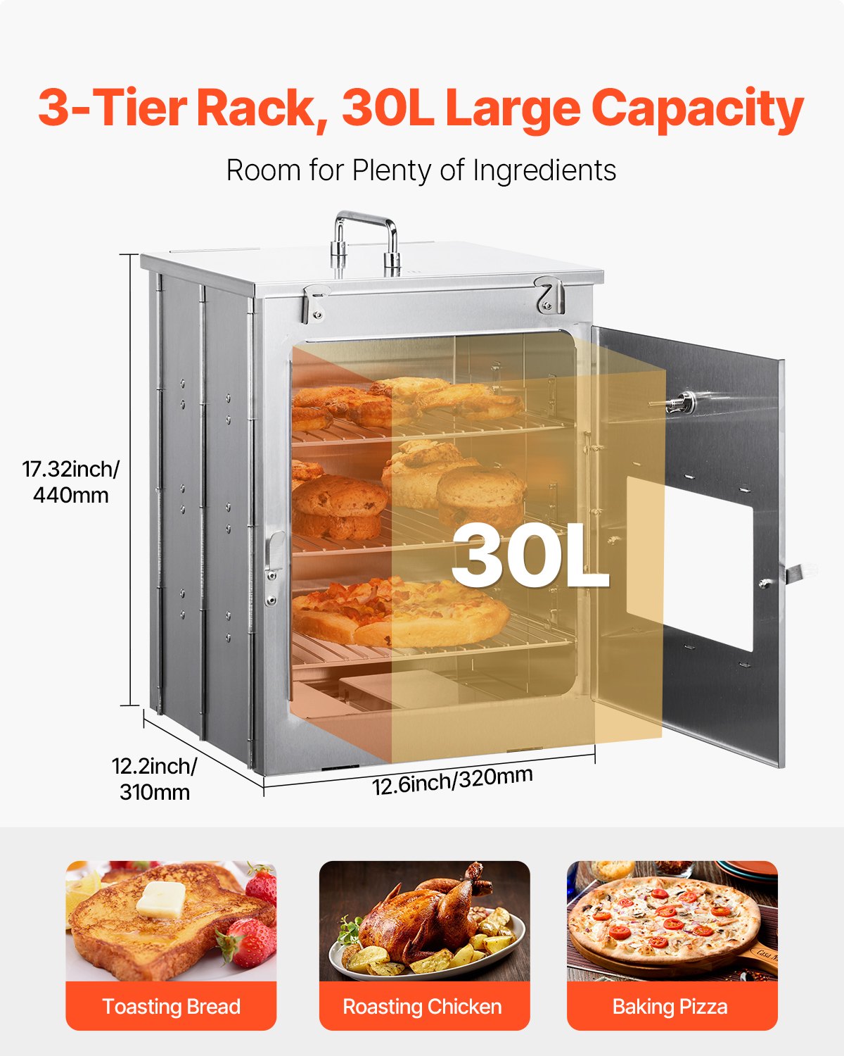 Portable Camping Oven - Stainless Steel 3 Tier Grill