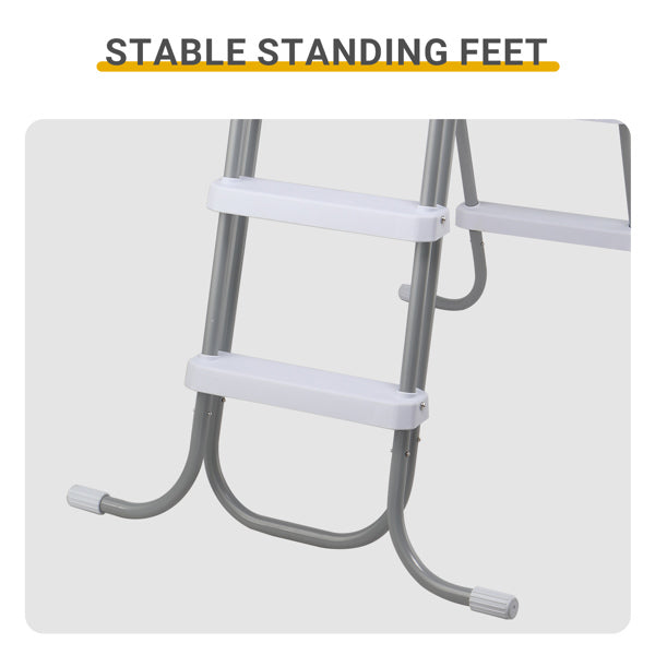 52-Inch Pool Ladder with 4 Steps, Iron Grey Frame and White Safety Steps