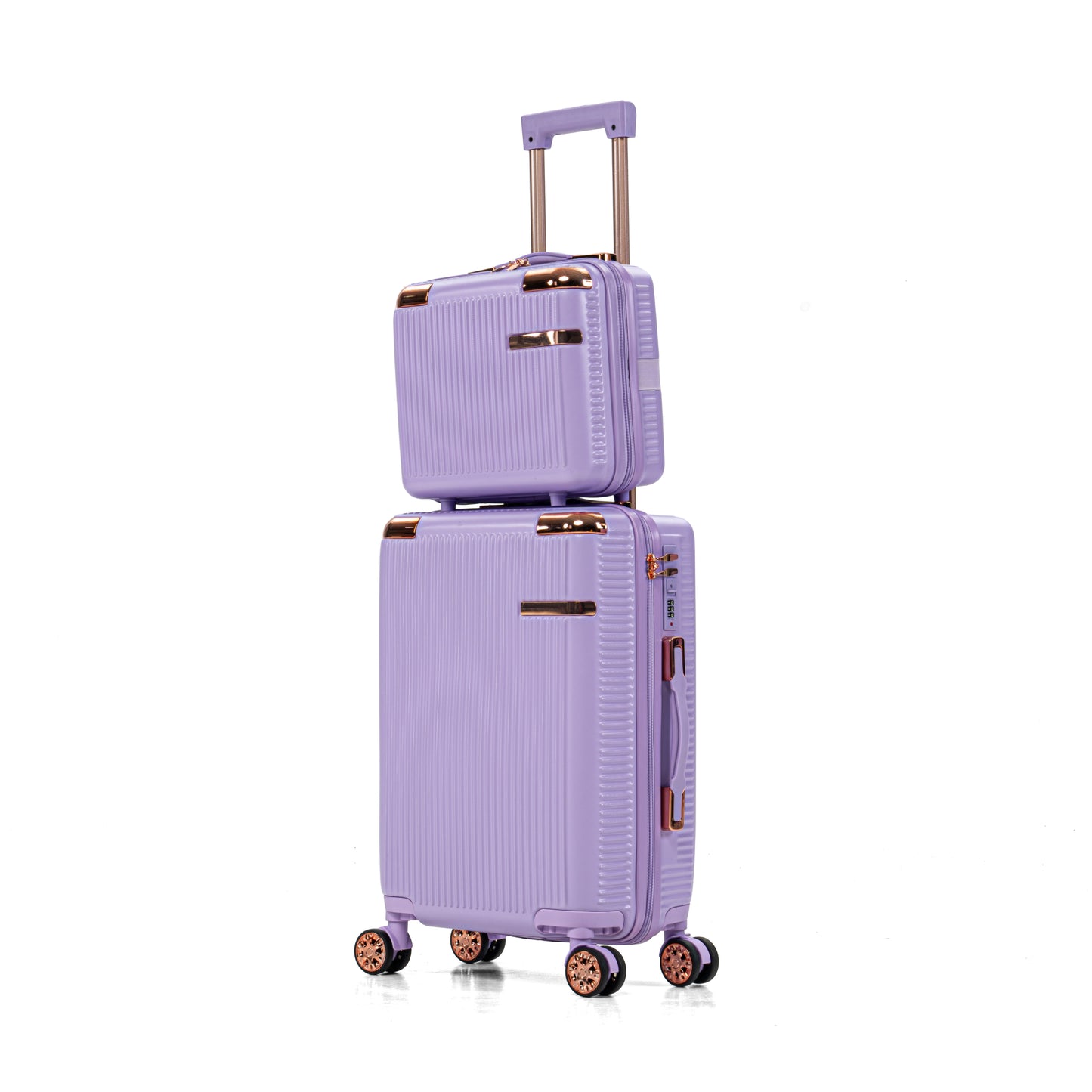 4-Piece Lightweight Hard Luggage Set with 360° Wheels - Purple
