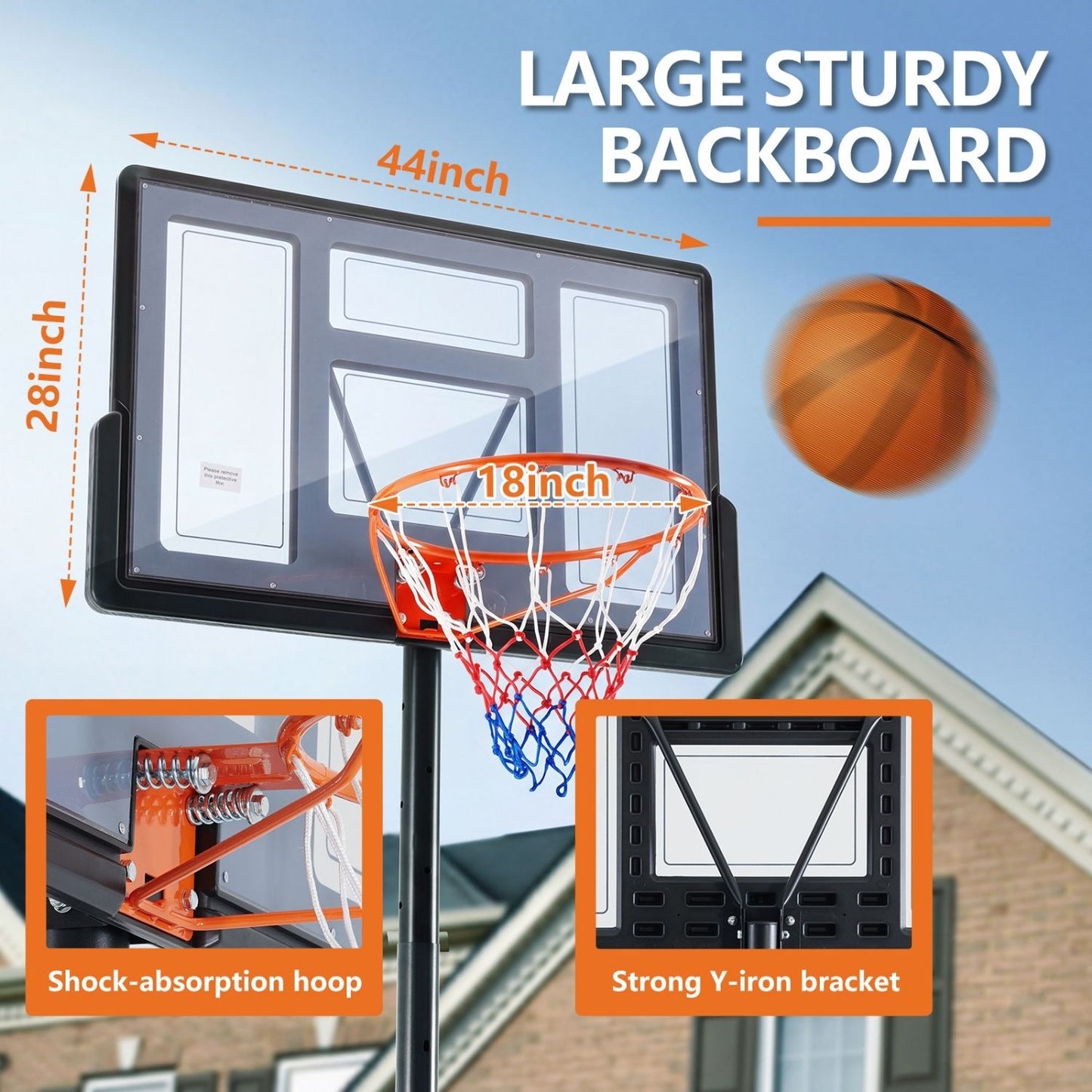 Portable Adjustable Basketball Hoop for Kids & Adults Indoor Outdoor Training Stand