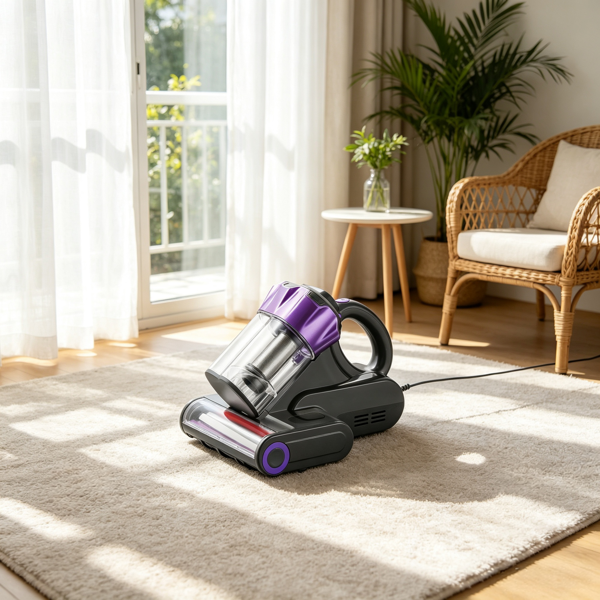 550W Handheld Mattress Vacuum Cleaner with HEPA Filter & Hot Air - Gray