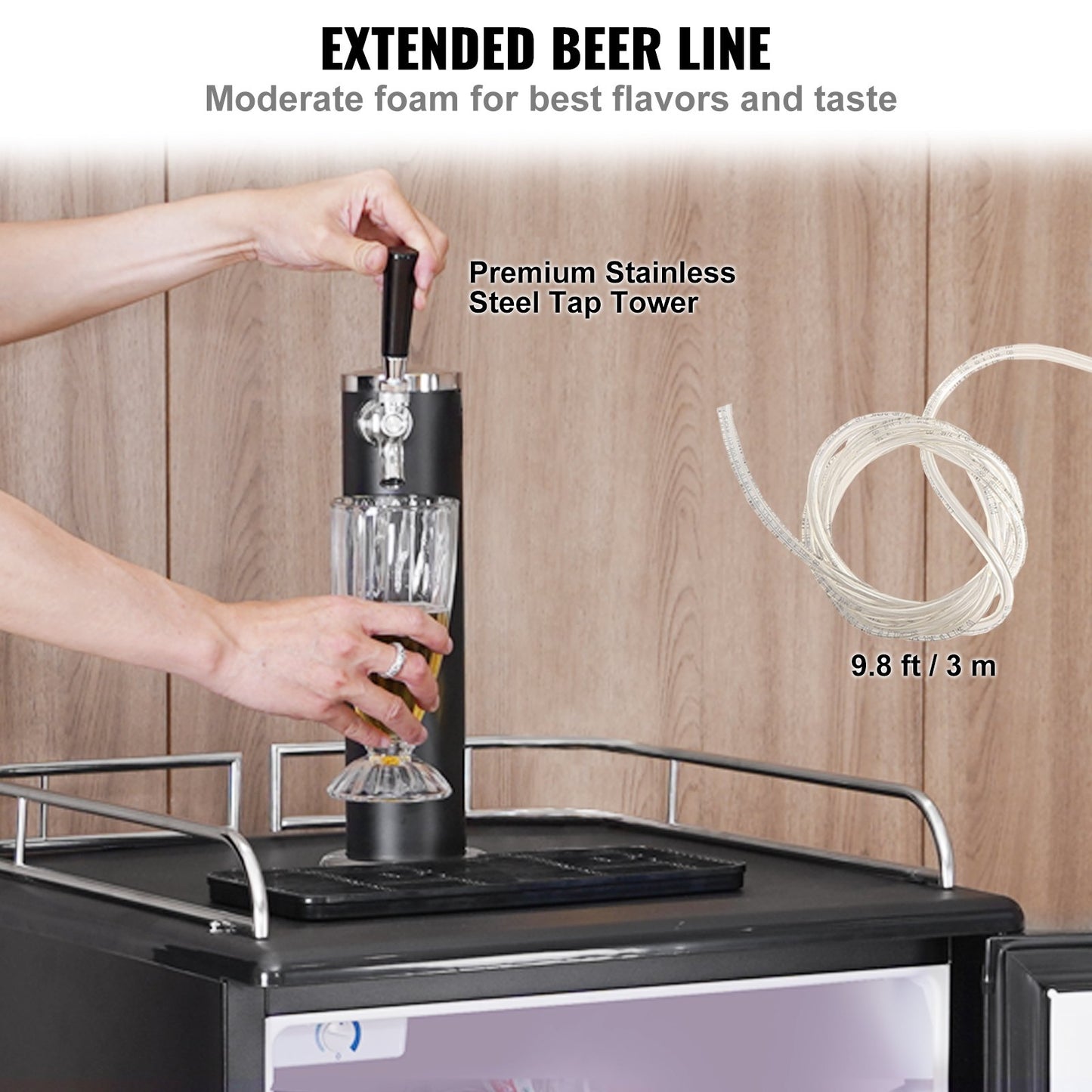 Beer Kegerator Dispenser with Single Tap, Full Size Keg Refrigerator, CO2 & Shelves