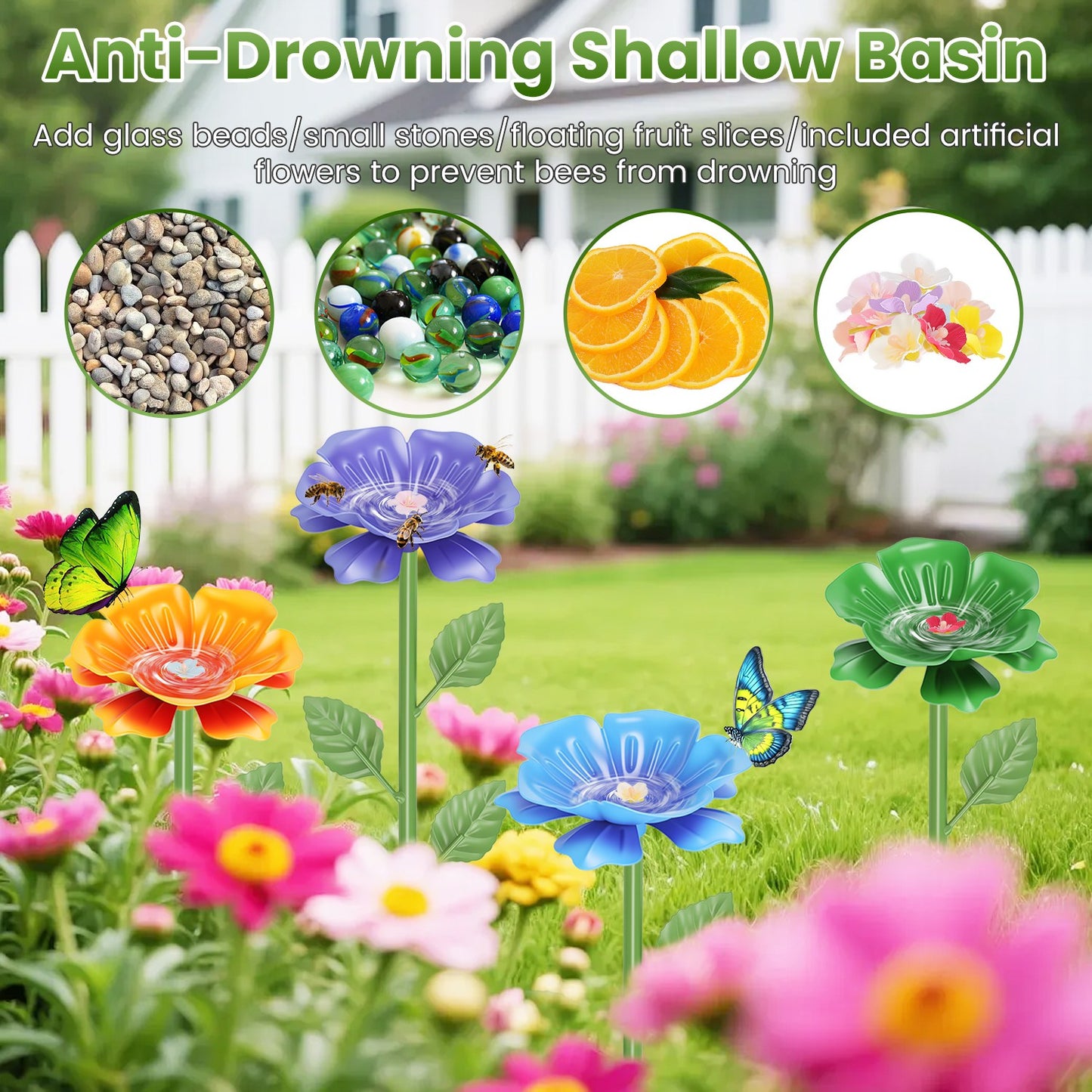 Pollinator Water Stakes - Flower Design Bee & Butterfly Waterer