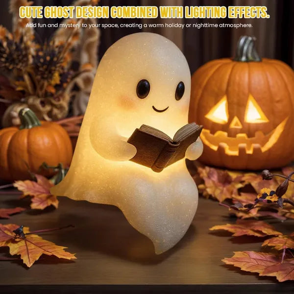 Cute Ghost Reading Lamp - Battery-Powered Night Light Decor