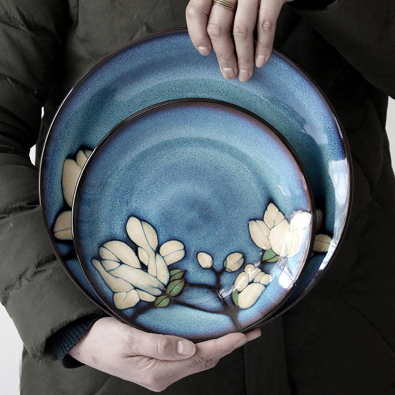 Hand-Painted Ceramic Bowls and Plates - Creative Under-glaze Dinnerware Set
