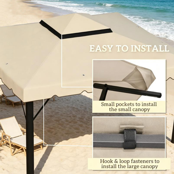 Gazebo Canopy Replacement Roof for 9.7' x 9.7' Gazebos Beige Polyester