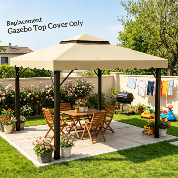 Gazebo Canopy Replacement Roof for 9.7' x 9.7' Gazebos Beige Polyester
