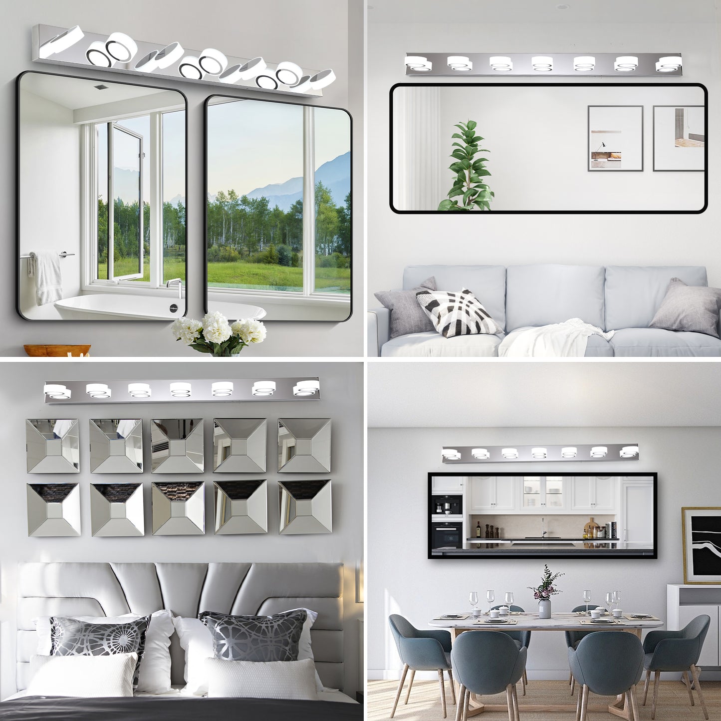 Modern 7-Light LED Vanity Light Fixture - Chrome & Acrylic Shades