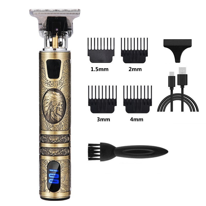 Professional Cordless T-Blade Hair Trimmer & Beard Grooming Kit - USB Rechargeable