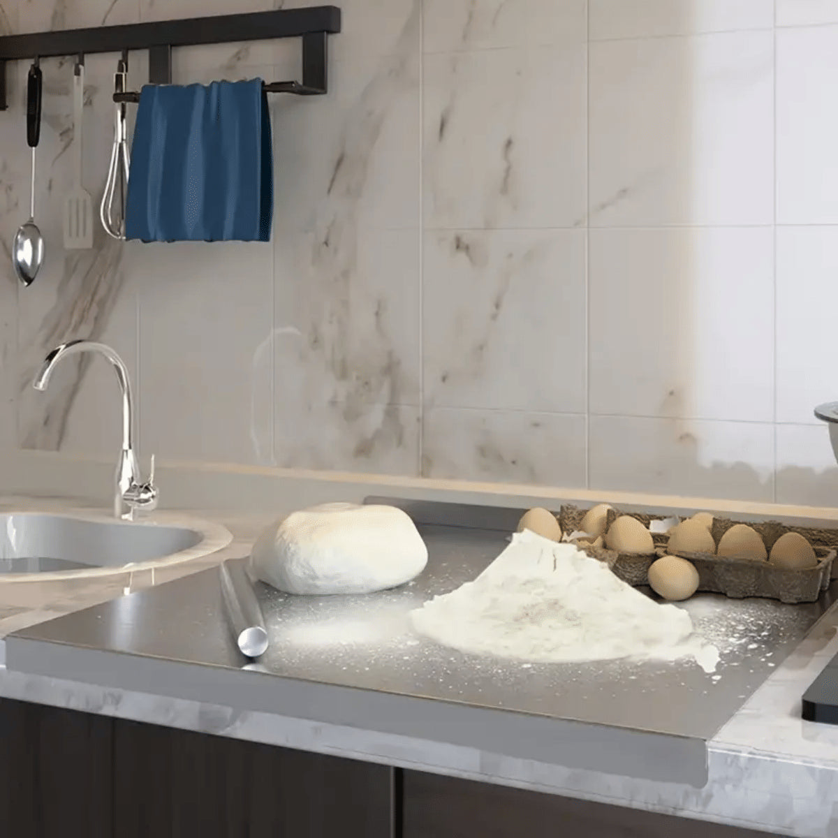 Stainless Steel Cutting Board with Lip - Versatile Kitchen Chopping Board