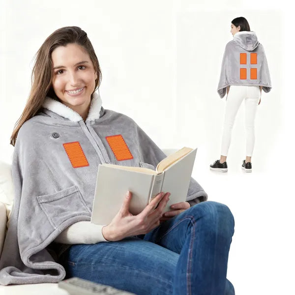 Wearable Heated Throw Blanket - Portable Double-Sided Flannel