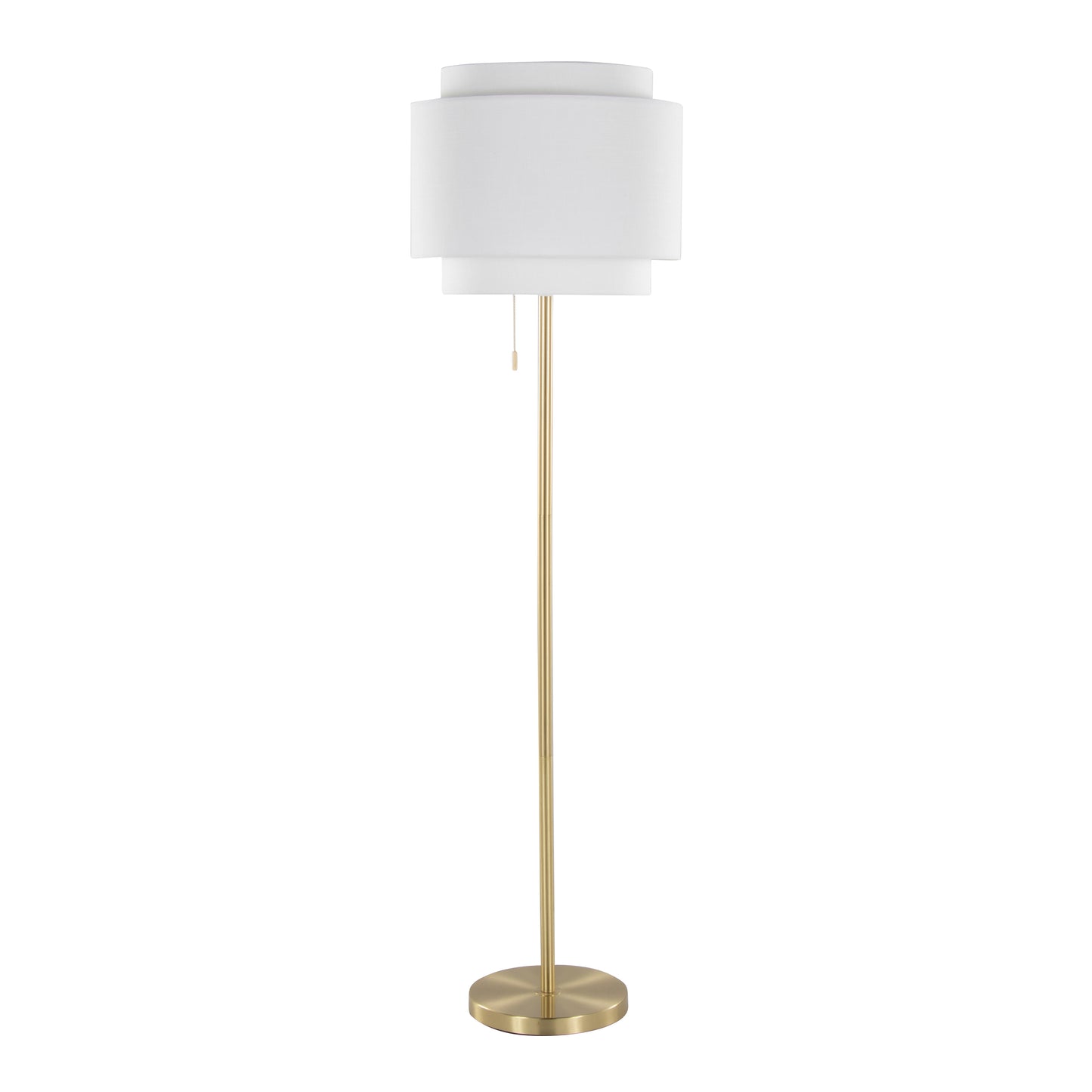 64-Inch Gold Metal Floor Lamp with Off-White Linen Shade