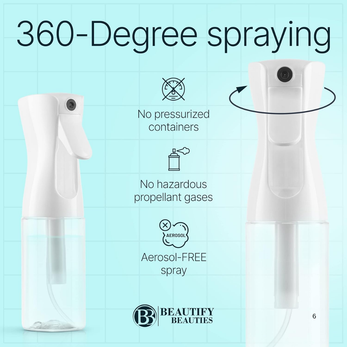 Continuous Mist Spray Bottle for Hair, Plants & Cleaning - Clear