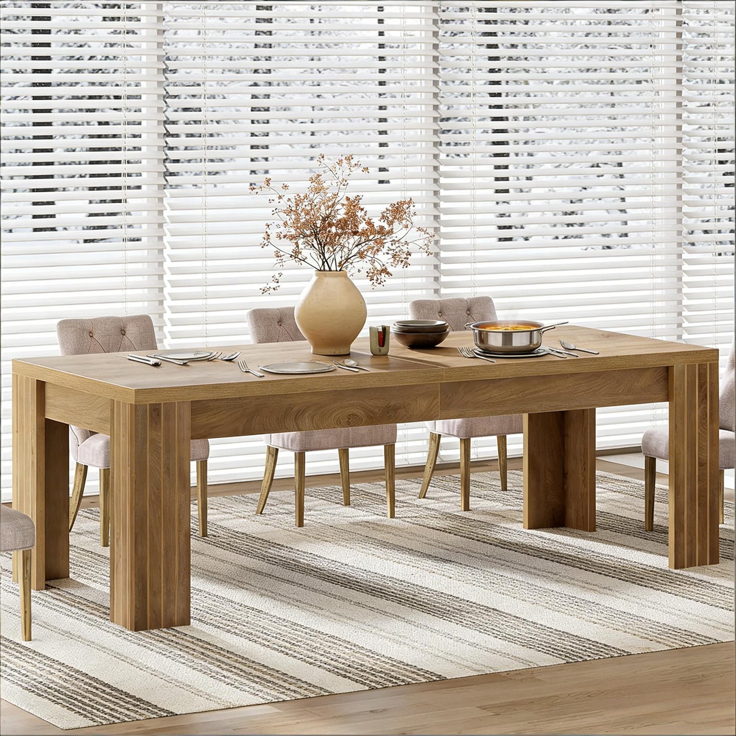 Spacious Farmhouse Dining Table - Vintage Brown Finish
