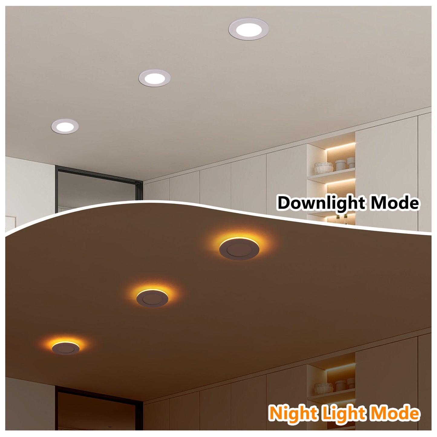 12 Pack 4-Inch Recessed LED Lights with Night Light Dimmable 5 Color Options