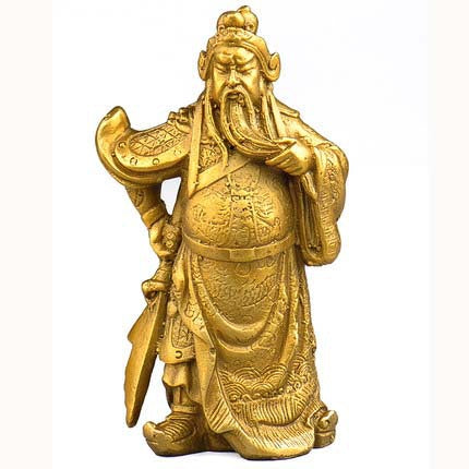 Copper God of Wealth Statue Metal Craft Decoration Golden Finish