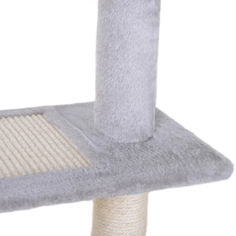 Cat Tree Tower with Scratcher and Play Center - Gray 5-Level Climbing Activity Tower
