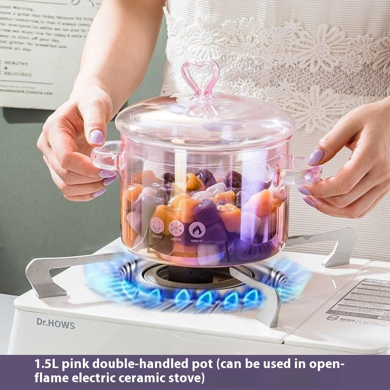 1500ml Borosilicate Glass Pot with Handle - Modern Kitchen Cooking Utensil