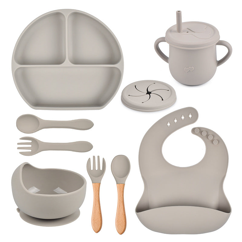 Silicone Solid Color Baby Tableware Set - Child Safe Dinnerware Kit