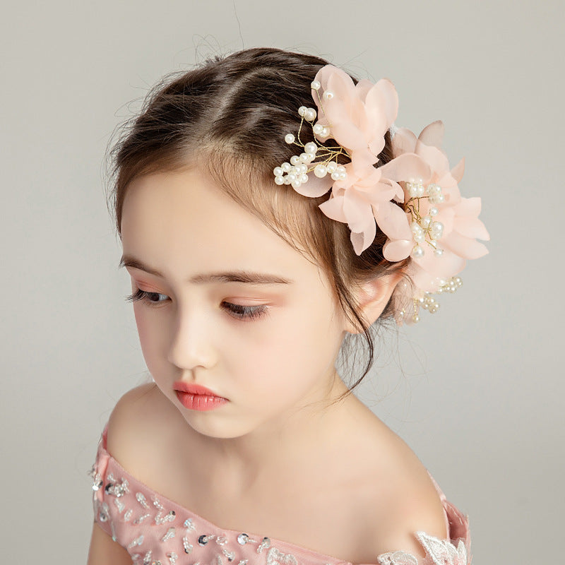 Flower Hairpin Set with Pearls - Pink (3 Pack)