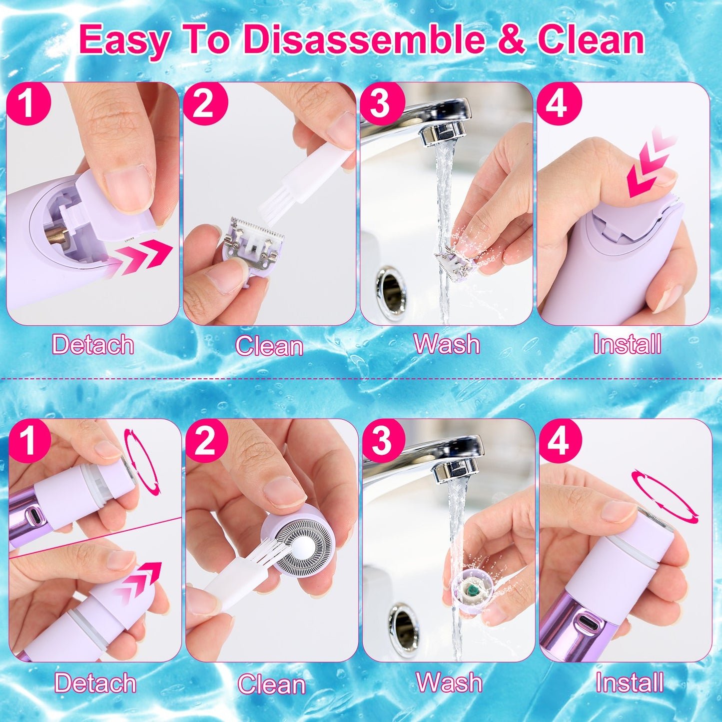 2-in-1 Cordless Bikini Trimmer for Women - Rechargeable Body Hair Shaver