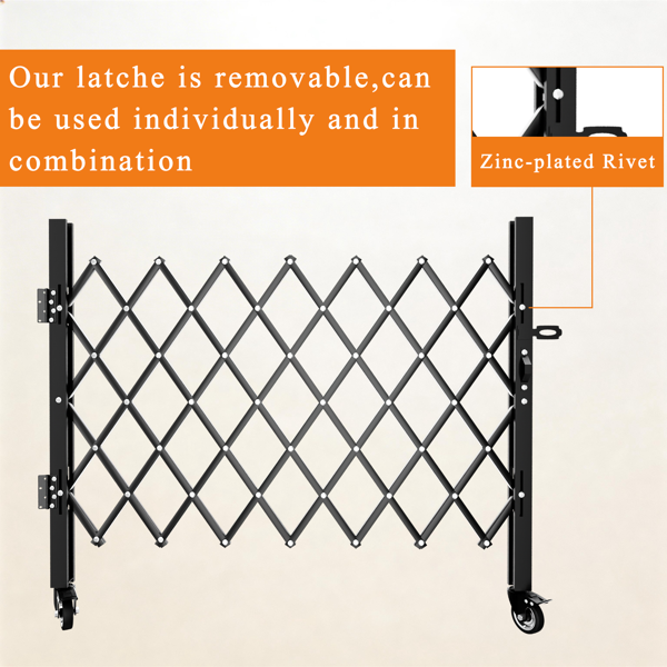 Foldable Security Gate with Swivel Casters - Portable Safety Barrier for Garage, Warehouse, Driveway & Pool Areas - 42x51.57 inches