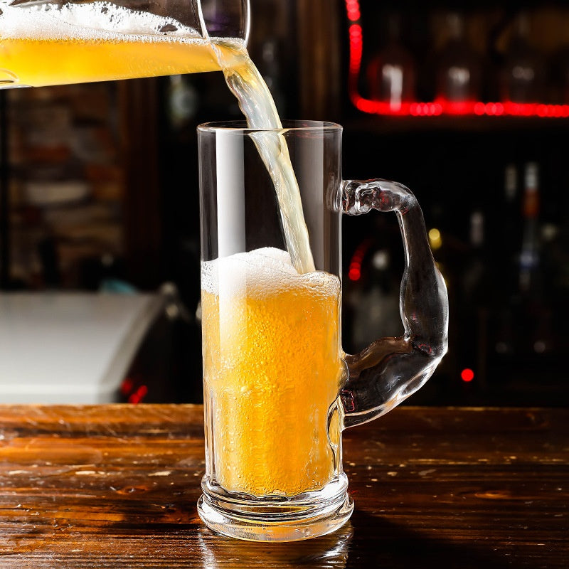 Modern Thick Water Glass with Handle - Capacity 401-500ml, Creative Drinkware
