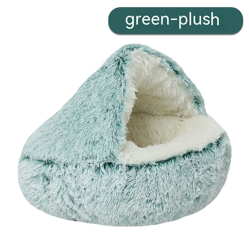 Semi Enclosed Pet Cat Bed & Dog House - Soft Plush Nest for Small to Large Pets