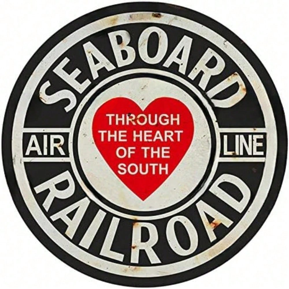 Retro Seaboard Railroad Metal Sign - 8x8in Wall Decor