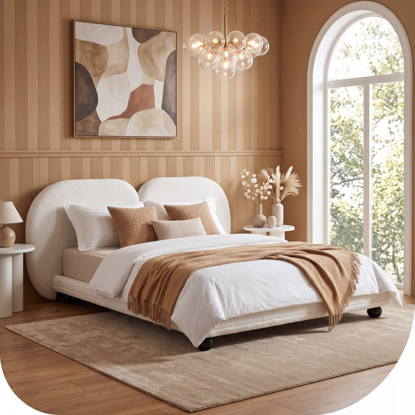 Queen Upholstered Platform Bed Frame - Extra Thick, White