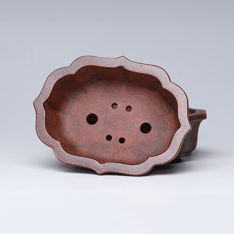Vintage Ceramic Flower Pot with Brown Red Finish - Wall or Floor Mount Garden Planter