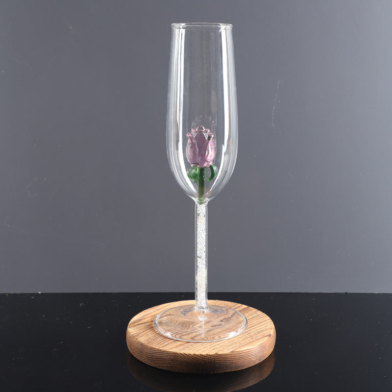 Elegant Rose Champagne Glass Set - Multiple Colors, Fashion Drinkware