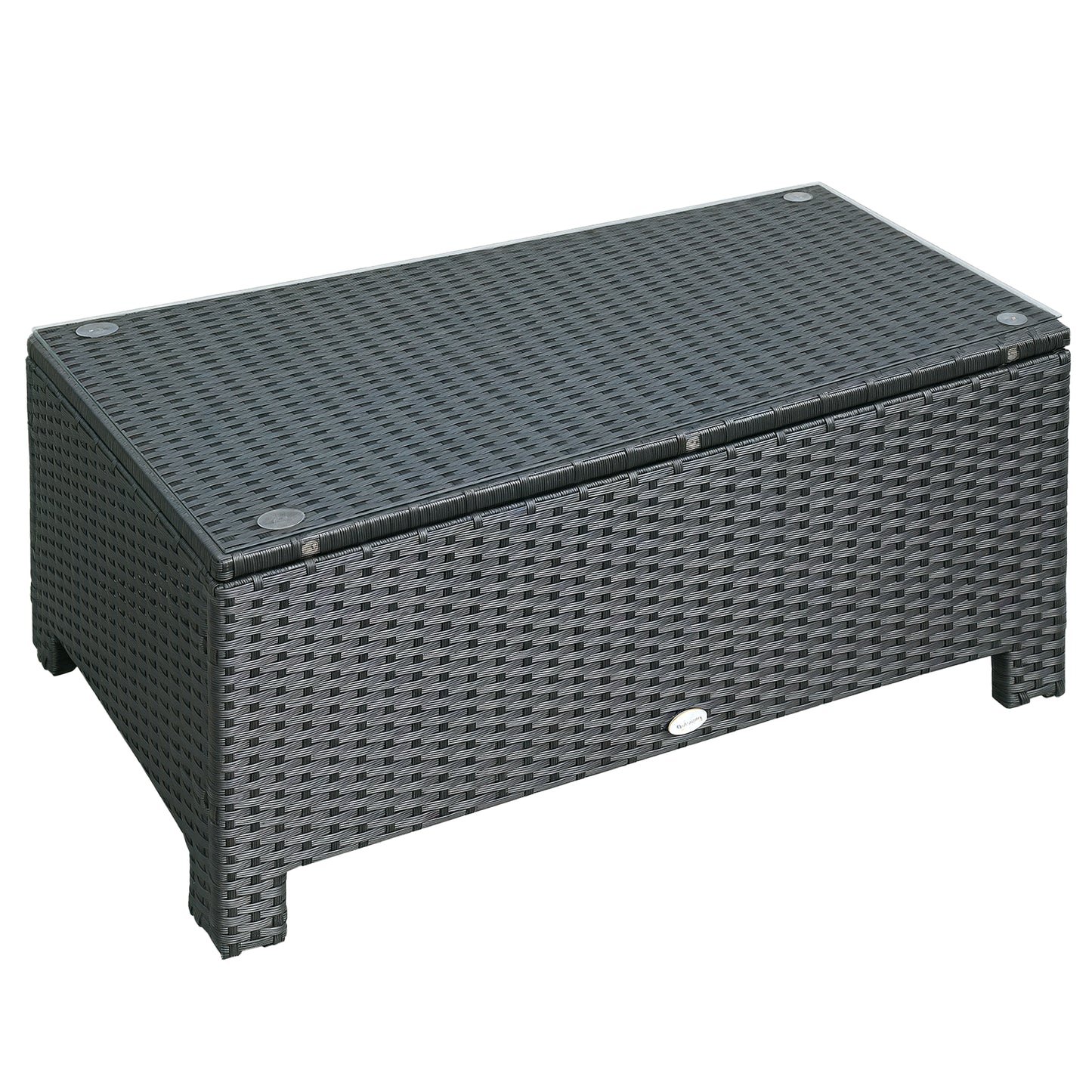 Outdoor Coffee Table - Hand-Woven PE Rattan, Weather Resistant, Black