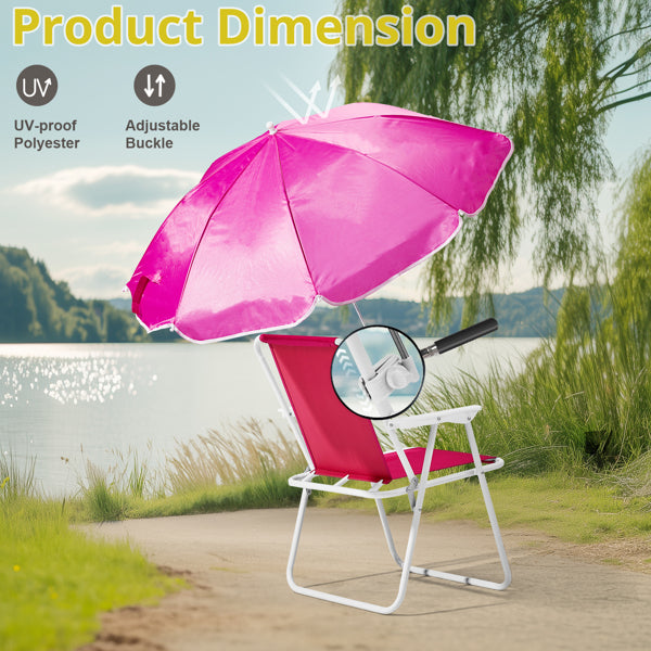 Folding Beach Chair with Umbrella - Lightweight, Portable, 265lbs Capacity