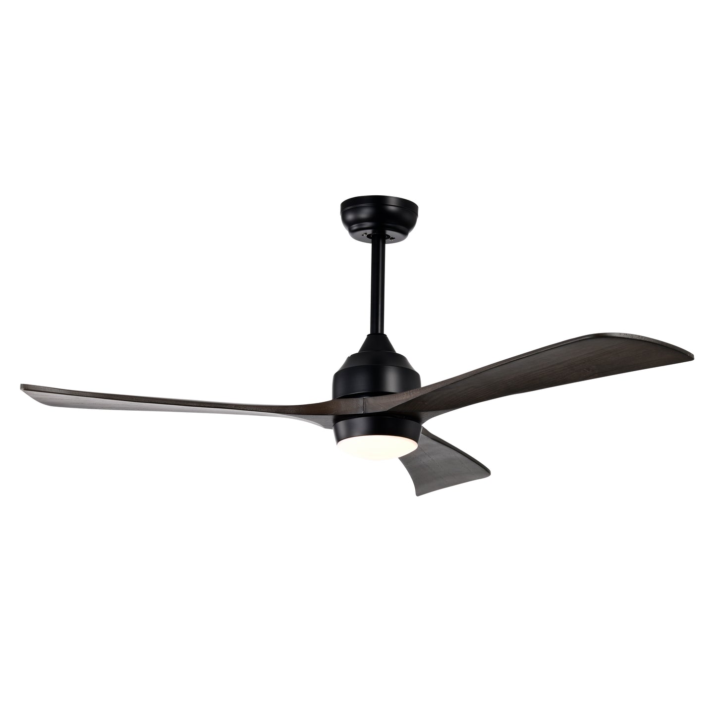 52-Inch Matte Black Solid Wood Ceiling Fan with Lights & Remote Control
