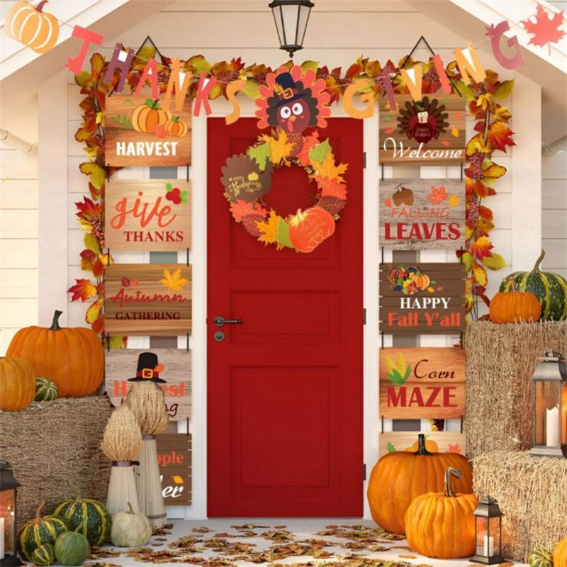 Thanksgiving Decoration Set - Autumn Harvest Flag & Hanging Flags for Party & Home