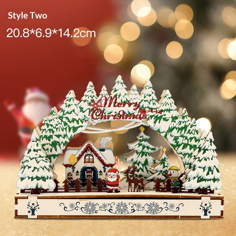 Christmas Village Wooden Display Decoration for Window or Storefront