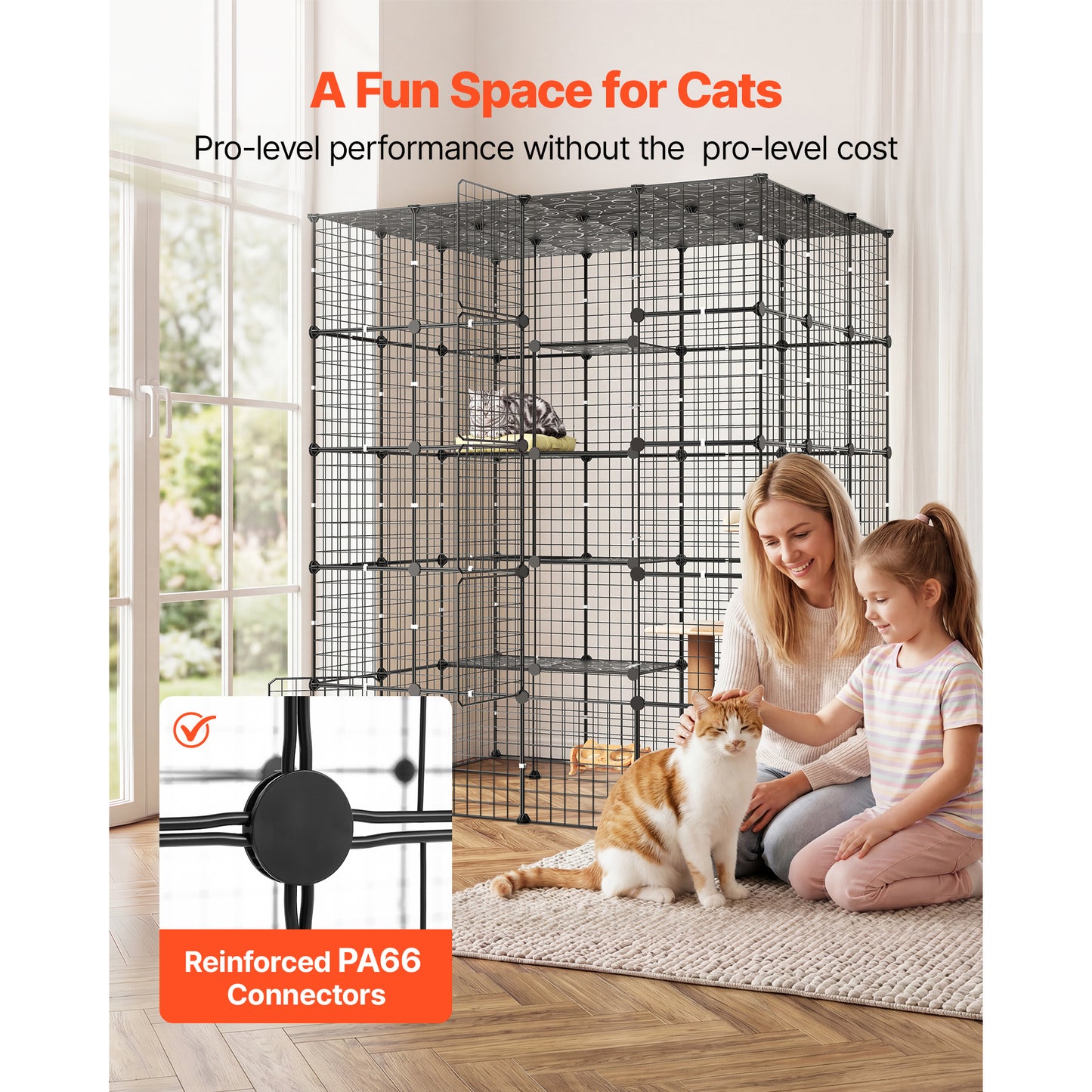 Large 5-Tier Cat Playpen with 5 Doors Indoor Enclosure - Black, 55x41x69 Inches