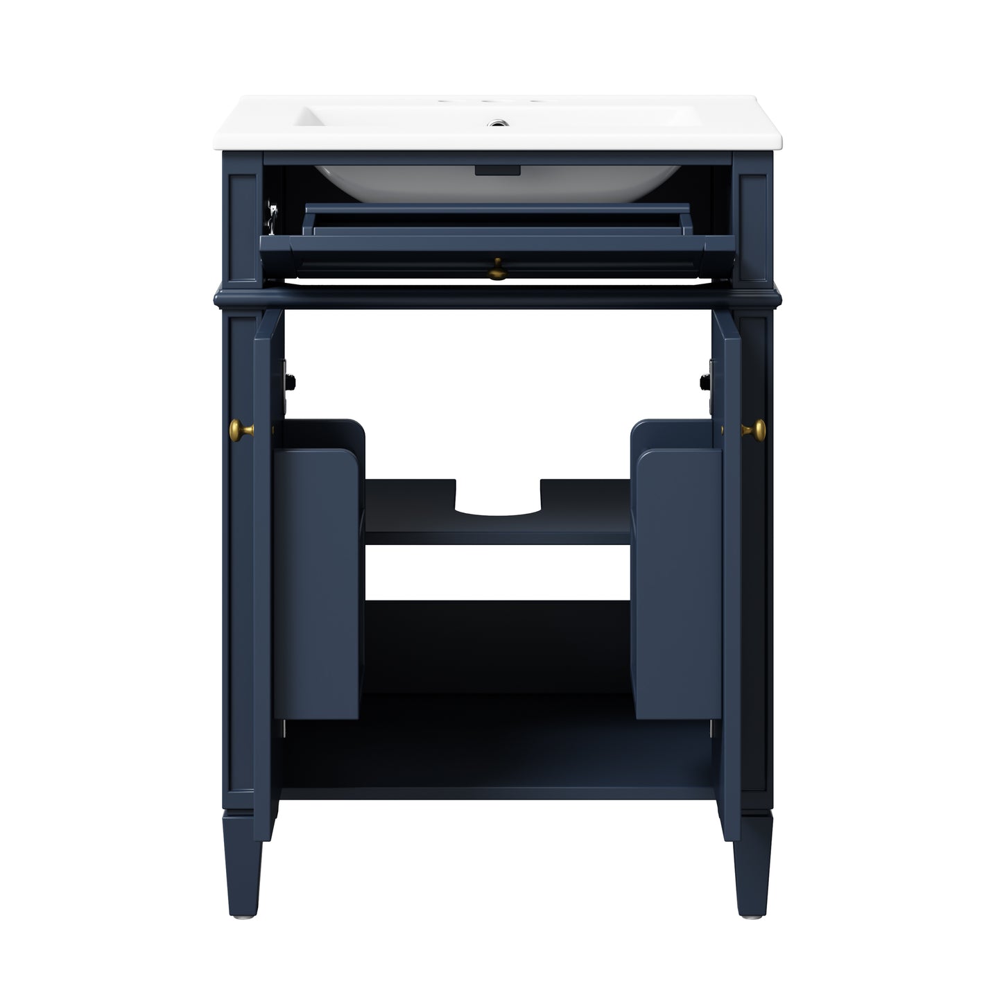 24" Blue Bathroom Vanity with Soft-Close Doors & Storage Drawer