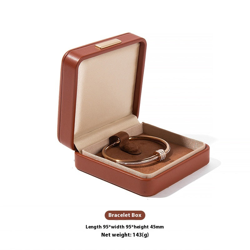 High-Grade PU Leather Jewelry Storage Box with Rounded Corners