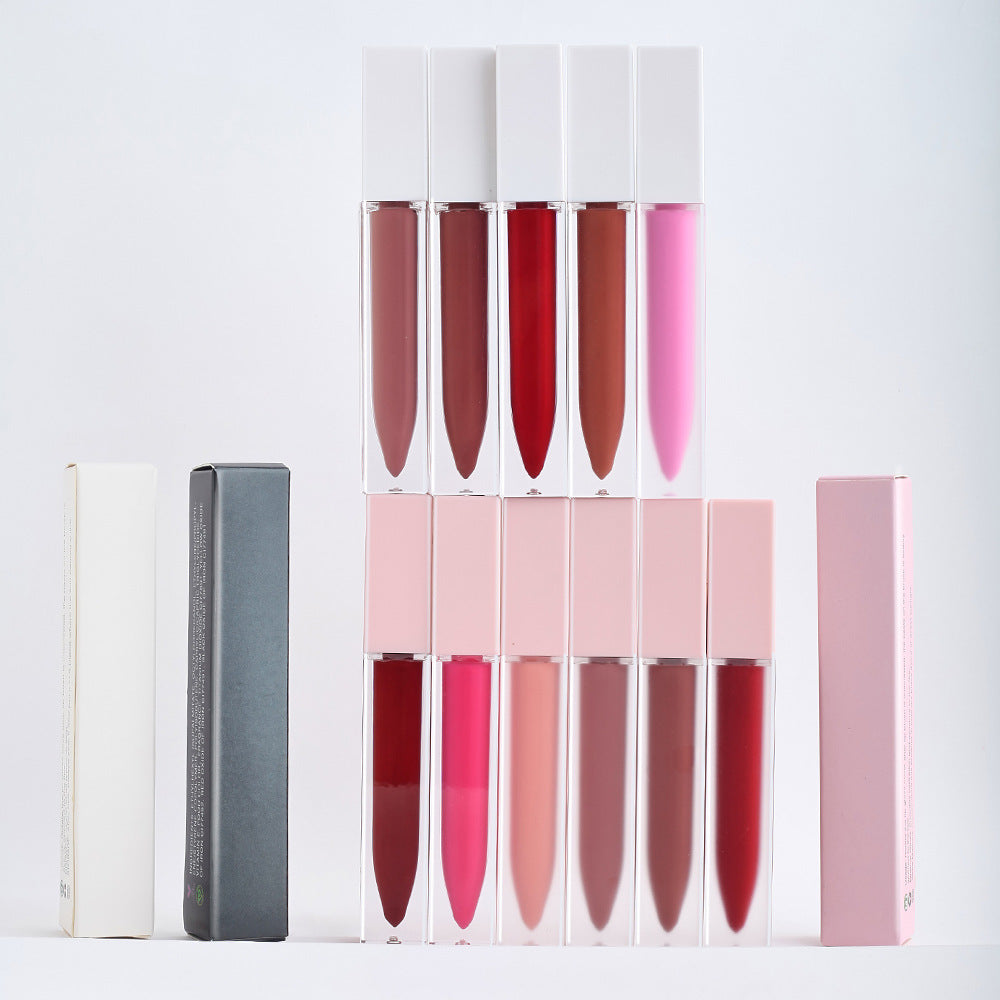 Matte & Glossy Lipstick Set with Frosted Square Tube - Multiple Colors