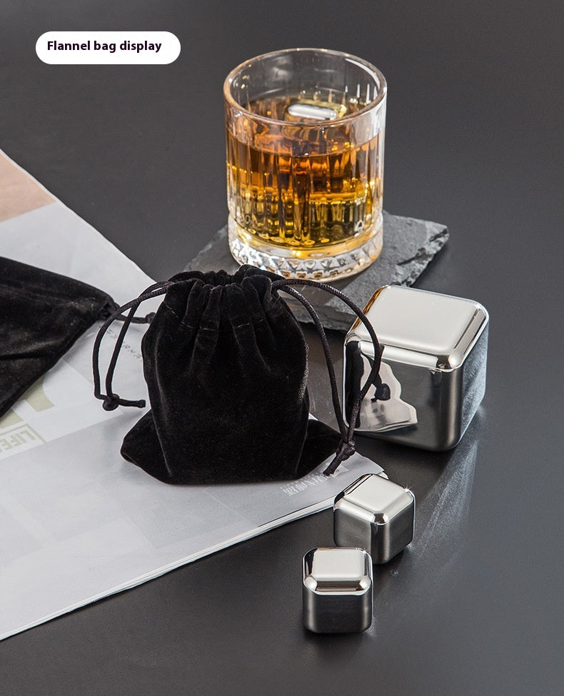 Stainless Steel Wooden Ice Cube Box Set with Cups and Accessories