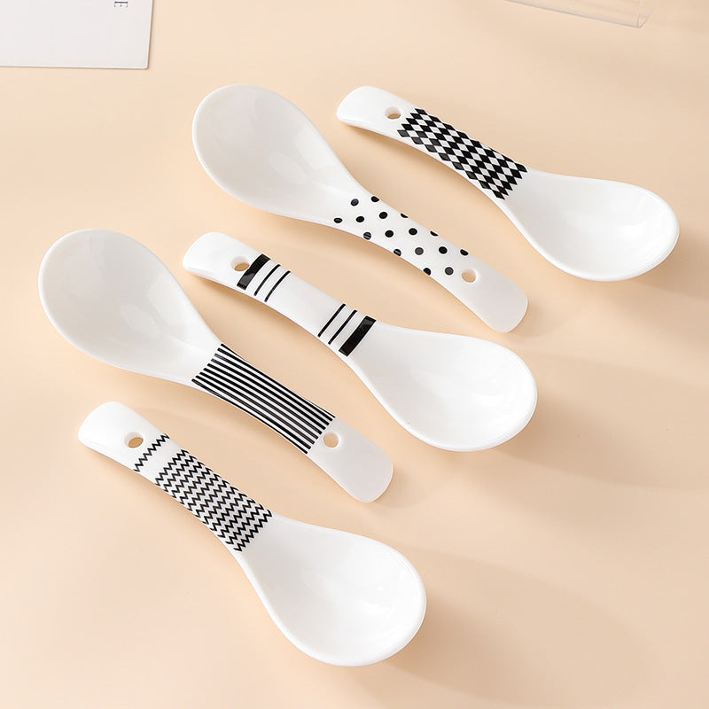Ceramic Color Glaze Spoon Set Kitchen Utensils Home Decor
