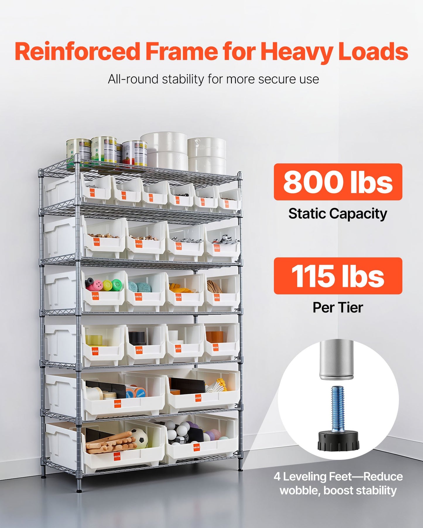7-Tier Rolling Bin Storage Rack with 22 Bins - Mobile Steel Wire Shelving for Garage and Warehouse
